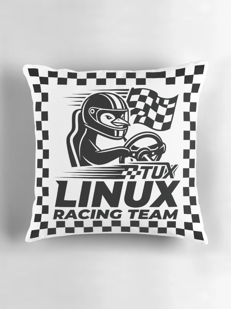 Thumbnail 3 of 4, Pillow, Linux Racing Team - Sim Racing Humor designed and sold by GarageGraphics.