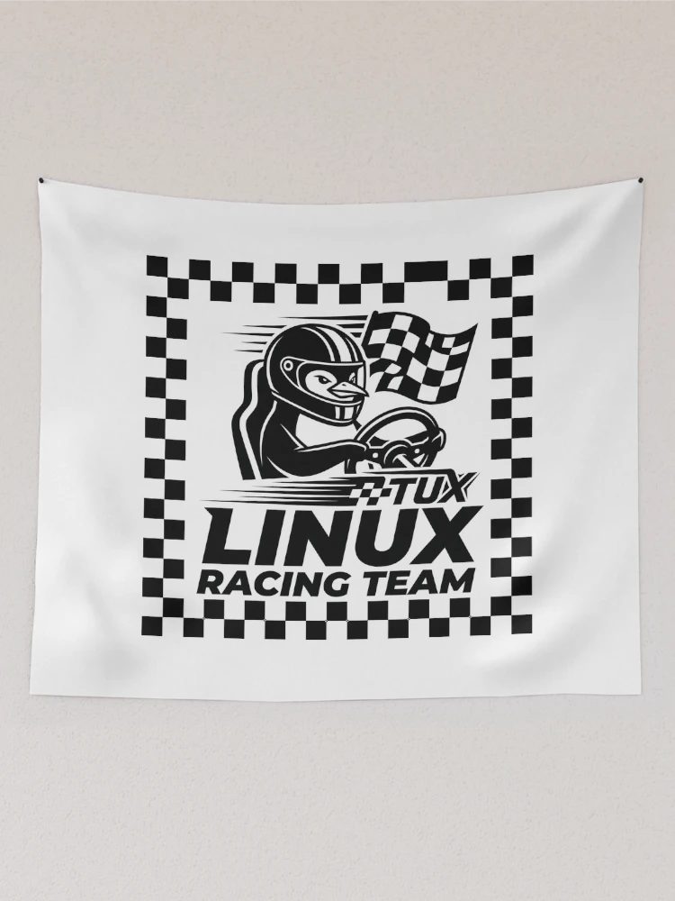 Thumbnail 2 von 3, Wandbehang, Linux Racing Team – Sim-Racing-Humor designt und verkauft von GarageGraphics.
