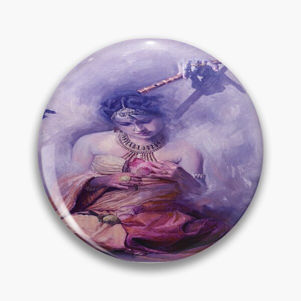 Item preview, Serene Indian Goddess with Pink Lotus and Krishna’s Spectral Hands Holding Flute Artwork designed and sold by ARTCREATESHOP.