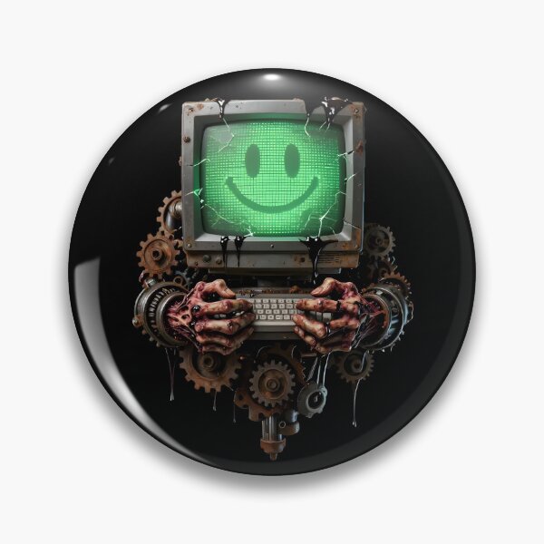 Item preview, Glitch Cyberpunk TV Head with Rusty Gears and Keyboard designed and sold by coretrophia.