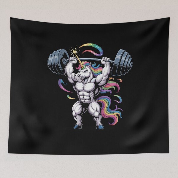 Item preview, Muscle Unicorn Weightlifting Rainbow Powerlifting Gym Workout Fantasy Strength designed and sold by yoddel.