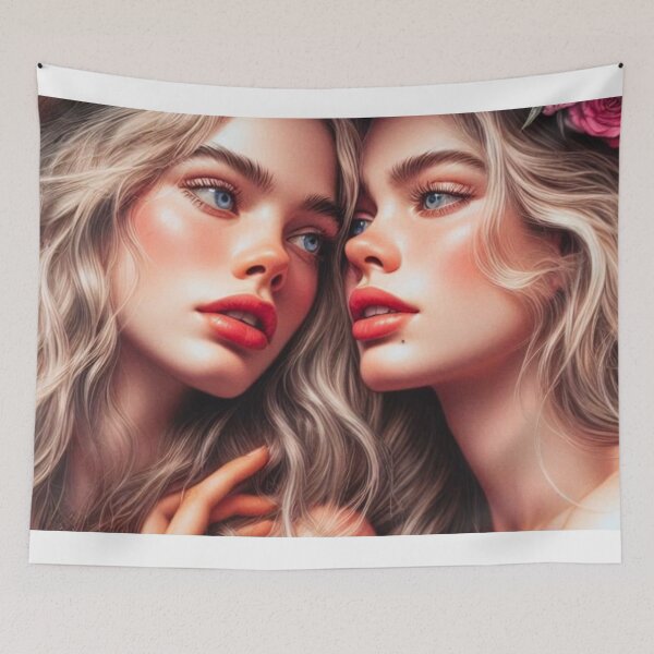 Item preview, Blonde Sapphic Romance | Two Women Close Up | WLW Portrait Art designed and sold by IRON SIREN.