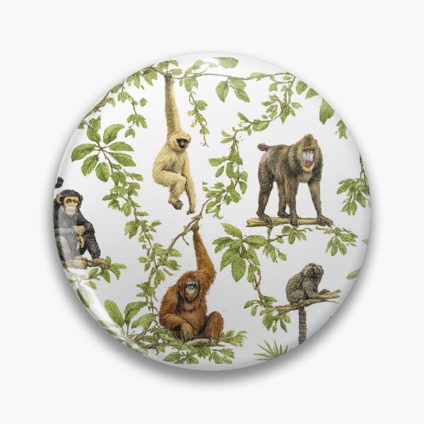 Item preview, Vintage Jungle Primates Wallpaper Pattern – Exotic Monkey Safari Botanical Wall Art designed and sold by Hookesmode.