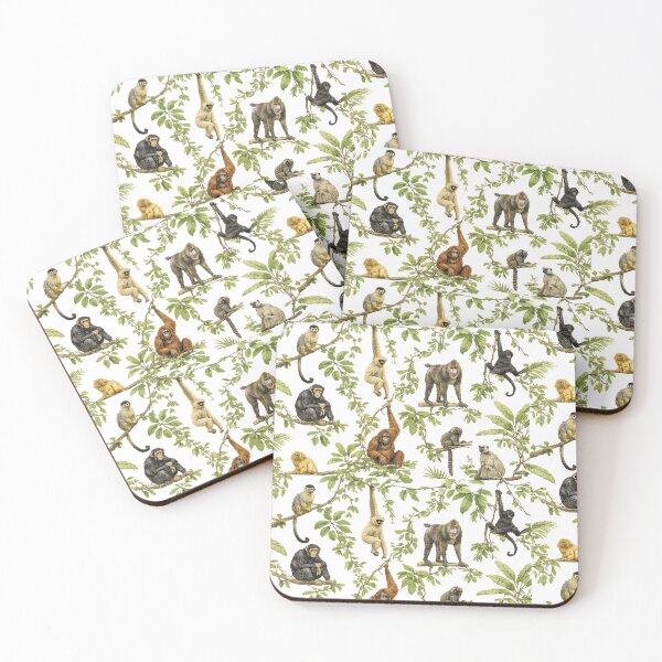 Item preview, Vintage Jungle Primates Wallpaper Pattern – Exotic Monkey Safari Botanical Wall Art designed and sold by Hookesmode.
