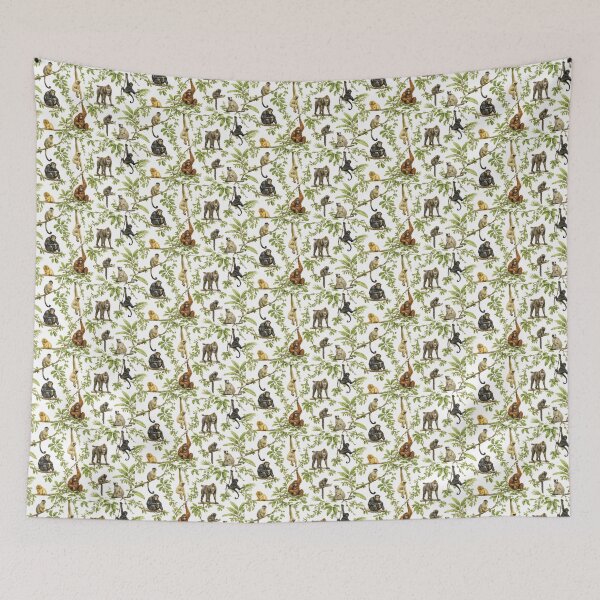 Item preview, Vintage Jungle Primates Wallpaper Pattern – Exotic Monkey Safari Botanical Wall Art designed and sold by Hookesmode.
