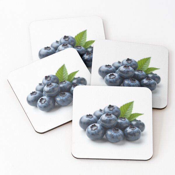 Item preview, Fresh Blueberries Pile with Green Leaves designed and sold by profustock.