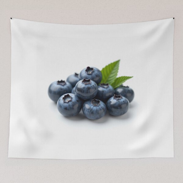 Item preview, Fresh Blueberries Pile with Green Leaves designed and sold by profustock.