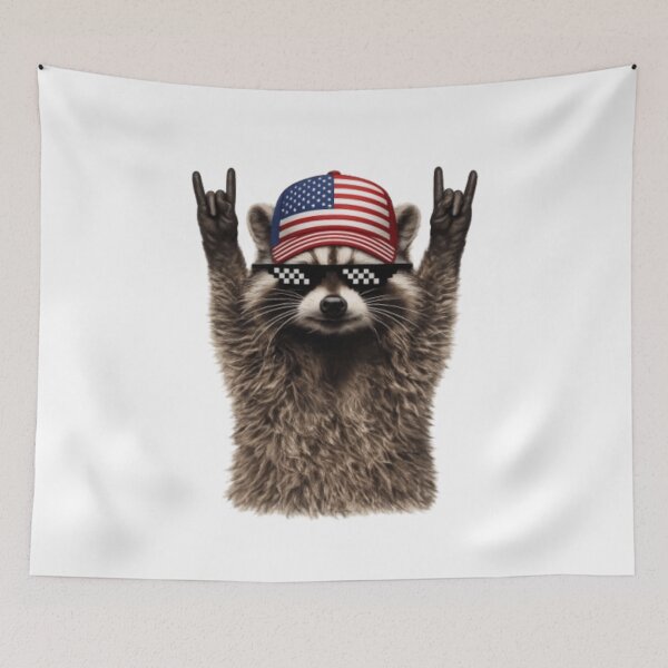 Item preview, Patriotic Raccoon Rock On – Funny USA Flag Animal Meme Design designed and sold by Youpiworld.
