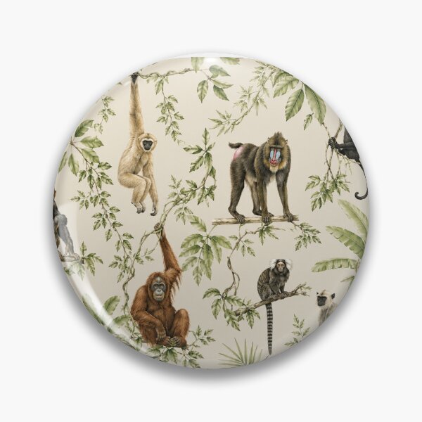 Item preview, Vintage Jungle Primates Wallpaper Pattern – Exotic Monkey Safari Botanical Wall Art designed and sold by Hookesmode.
