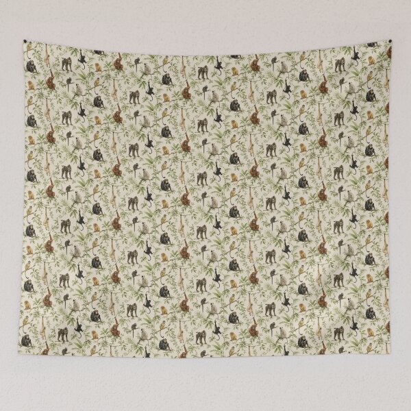 Item preview, Vintage Jungle Primates Wallpaper Pattern – Exotic Monkey Safari Botanical Wall Art designed and sold by Hookesmode.
