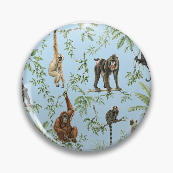 Item preview, Vintage Jungle Primates Wallpaper Pattern – Exotic Monkey Safari Botanical Wall Art designed and sold by Hookesmode.