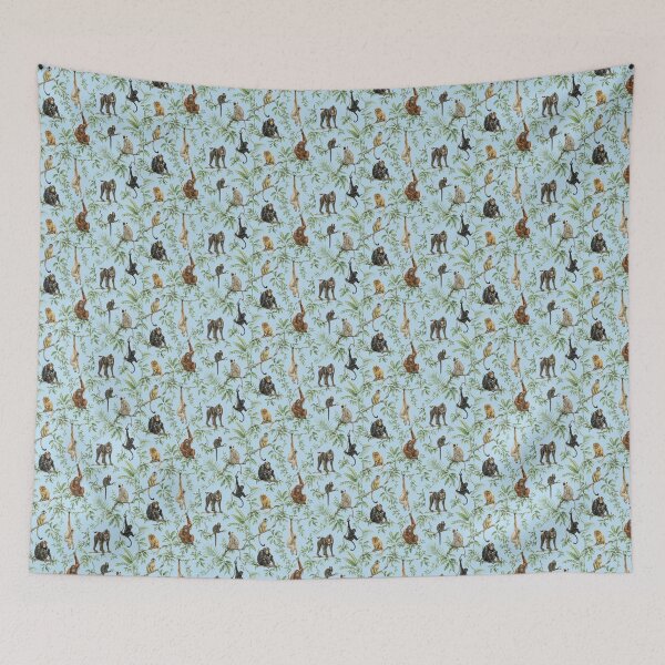 Item preview, Vintage Jungle Primates Wallpaper Pattern – Exotic Monkey Safari Botanical Wall Art designed and sold by Hookesmode.
