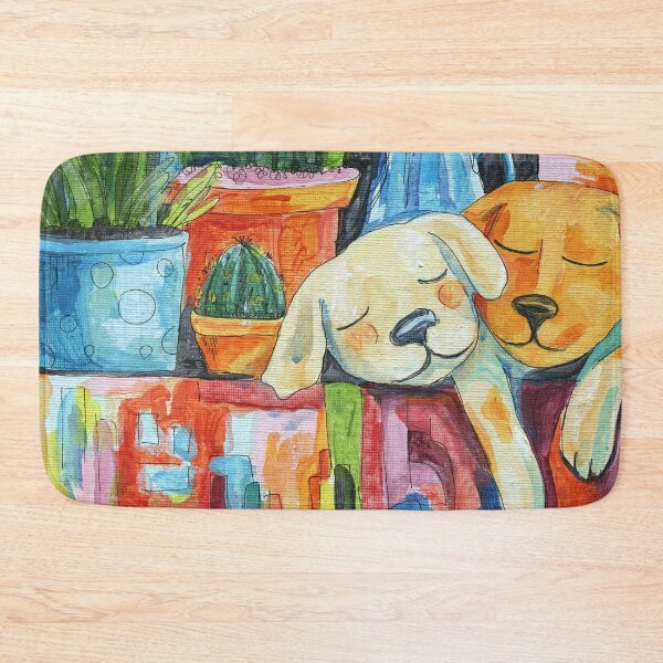 Item preview, Cozy Garden Dogs | Dopamine Decor Cute Puppy Art Print designed and sold by AlisaArtDecor.