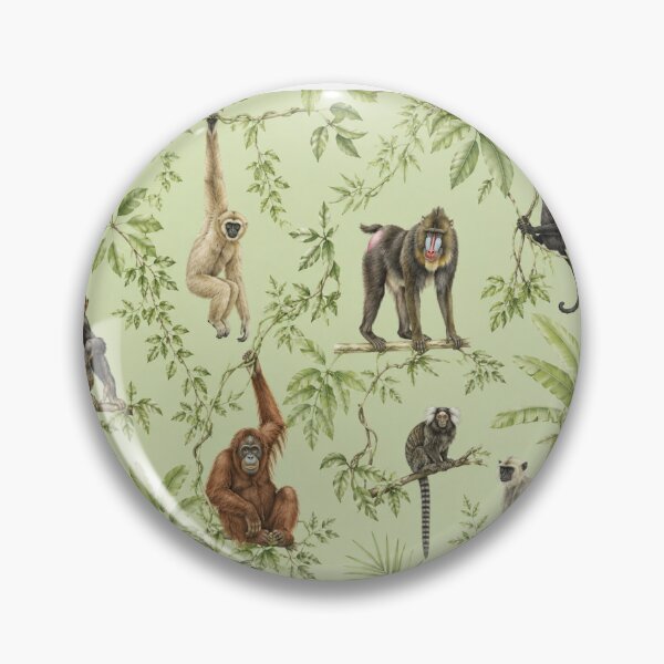 Item preview, Vintage Jungle Primates Wallpaper Pattern – Exotic Monkey Safari Botanical Wall Art designed and sold by Hookesmode.