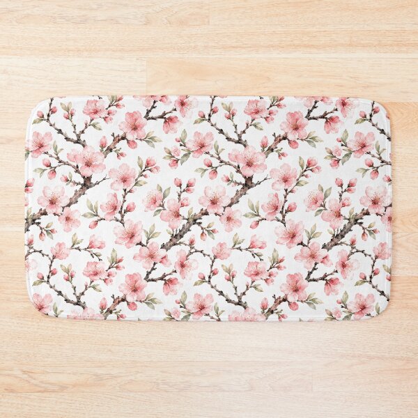 Item preview, Peach Blossom Branch Watercolor Seamless Floral Pattern designed and sold by Inkworksbyshery.