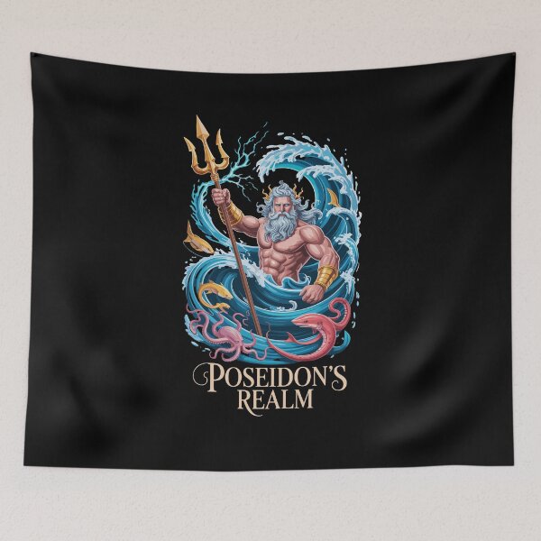 Item preview, Poseidon's Realm Mythical Greek Sea God Ocean Waves Trident Power designed and sold by yoddel.