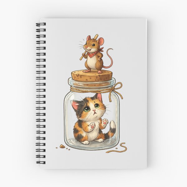 Item preview, Cute Cat in Glass Jar and Clever Mouse Cartoon PNG | Transparent Background  designed and sold by arifali786.