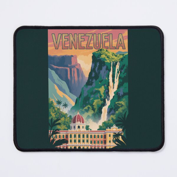 Item preview, Venezuela Angel Falls Illustration Travel Art Vintage designed and sold by KrisSidDesigns.