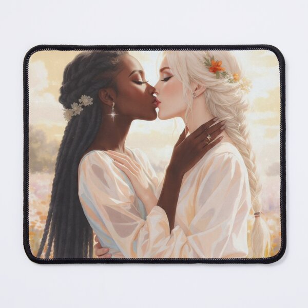 Item preview, Sunflower Kiss | Interracial WLW Couple | Golden Hour Romance designed and sold by IRON SIREN.