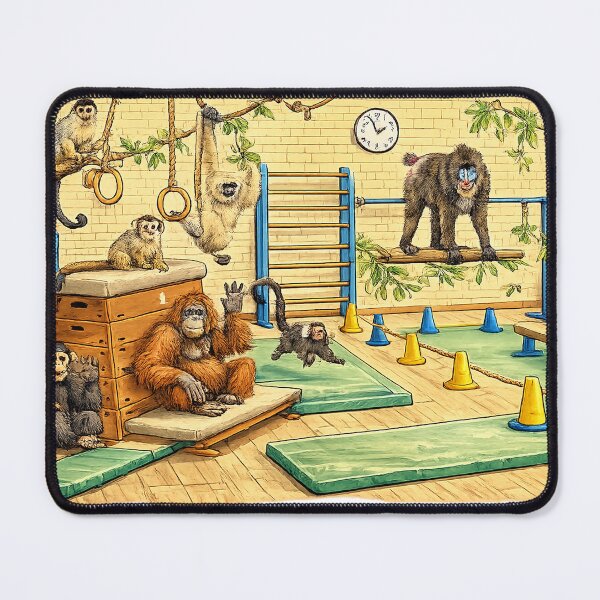 Item preview, Monkey Gymnastics Wallpaper Pattern – Playful Primate Jungle Gym Wall Art designed and sold by Hookesmode.