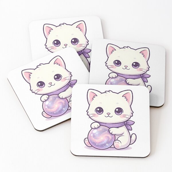 Item preview, Cute Kawaii Cat with Magical Cosmic Crystal Ball designed and sold by YALLABUY.