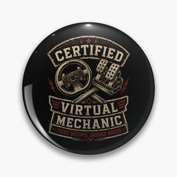 Item preview, Certified Virtual Mechanic Fixes Setups Breaks Races Sim Racing Crest designed and sold by Fenay Designs.