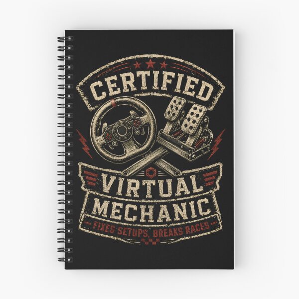 Item preview, Certified Virtual Mechanic Fixes Setups Breaks Races Sim Racing Crest designed and sold by Fenay Designs.