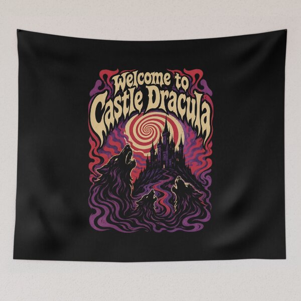 Item preview, Welcome to Castle Dracula Vintage Psychedelic Horror Art designed and sold by Fenay Designs.