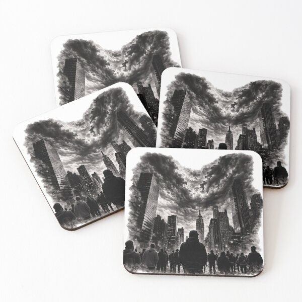 Item preview, Urban Skywatchers – Black & White Cityscape T-Shirt & Hoodie Design designed and sold by Lifehackerplus1.
