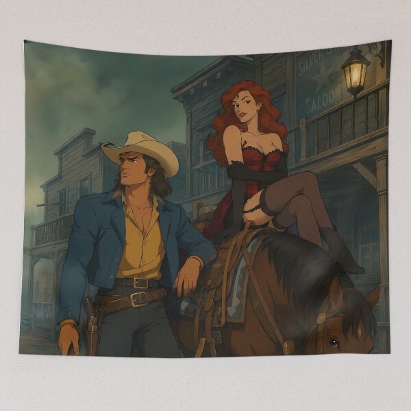 Item preview, Wild West Outlaws – Vintage Cowboy Anime Western Art designed and sold by  Hollow Moon Studios..