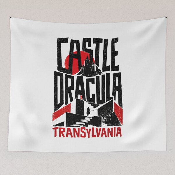 Item preview, Castle Dracula Transylvania Gothic Stencil Horror Poster Art designed and sold by Fenay Designs.