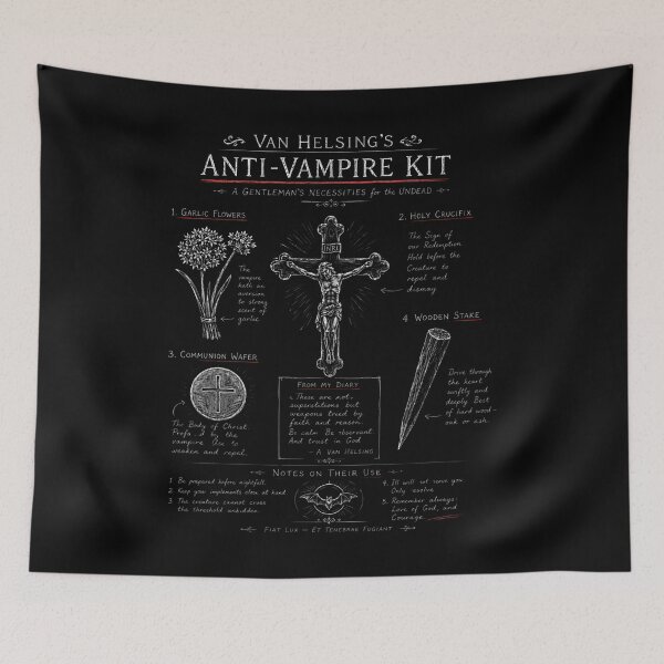 Item preview, Van Helsing Anti Vampire Kit Dracula Chalkboard Infographic designed and sold by Fenay Designs.