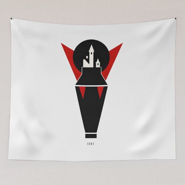 Item preview, Minimalist Abstract Dracula 1897 Vampire Fangs Castle Poster designed and sold by Fenay Designs.