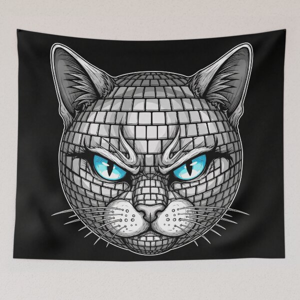 Item preview, Disco Ball Cat Neon Eyes designed and sold by PixorStudio.