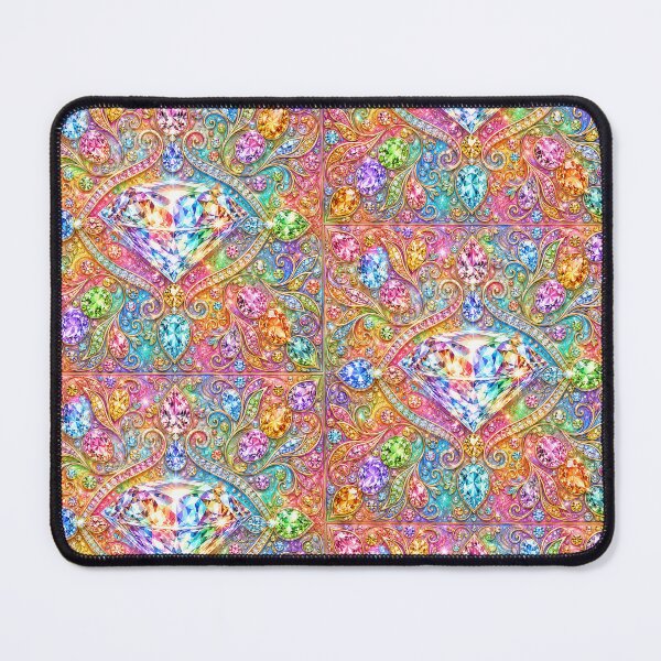 Item preview, Rainbow Diamond Mandala Art Print, Colorful Gemstone Wall Decor, Luxury Crystal Fantasy Artwork designed and sold by Hookesmode.