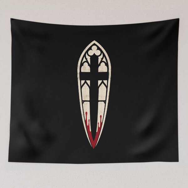 Item preview, Gothic Stained Glass Cross Dagger Blood Drop Horror Graphic designed and sold by Fenay Designs.
