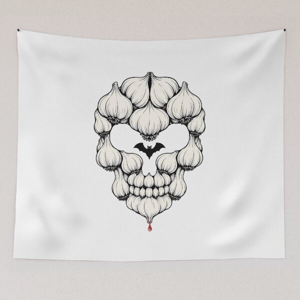 Item preview, Garlic Bulb Skull Vampire Defense Gothic Horror Graphic Art designed and sold by Fenay Designs.
