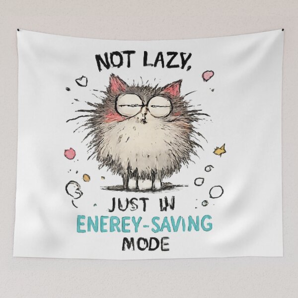 Item preview, A fluffy cat running on minimum power and maximum attitude. Perfect for introverts, cat lovers, and professional relaxers. designed and sold by vansaidshop ⭐⭐⭐⭐⭐.