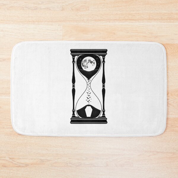 Item preview, Hourglass Moon and Flying Bats Coffin Dracula Gothic Line Art designed and sold by Fenay Designs.