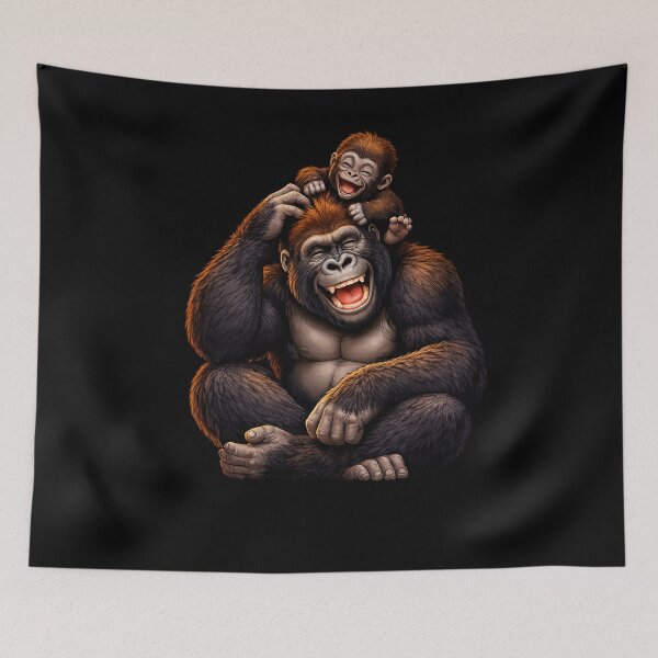 Item preview, Gorilla Father And Baby: Funny Joyful Wildlife Father's Day Gift designed and sold by TheAngelHeart.