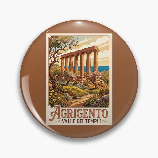 Item preview, Agrigento Sicily Vintage Travel Poster Temple Of Hercules designed and sold by RetroRewind Studio.