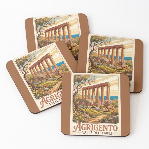 Item preview, Agrigento Sicily Vintage Travel Poster Temple Of Hercules designed and sold by RetroRewind Studio.