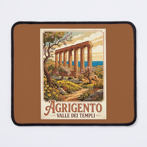 Item preview, Agrigento Sicily Vintage Travel Poster Temple Of Hercules designed and sold by RetroRewind Studio.