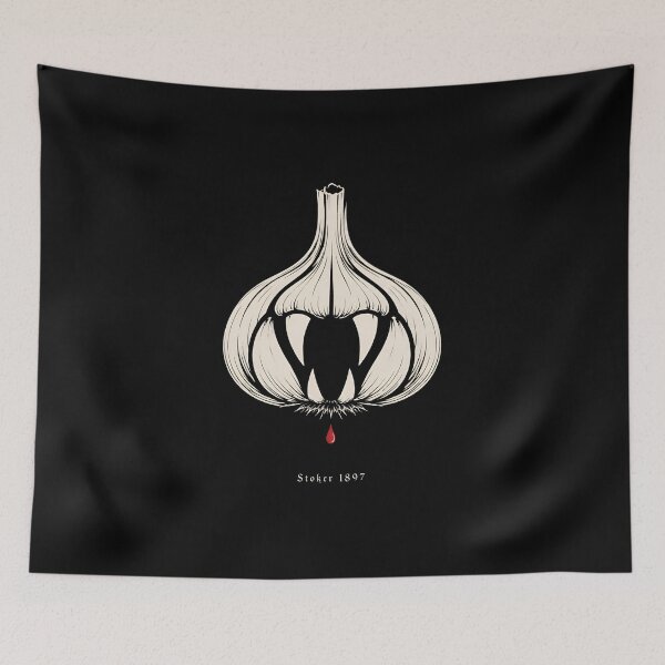 Item preview, Garlic Bulb Vampire Fangs Dracula Stoker 1897 Horror Art designed and sold by Fenay Designs.
