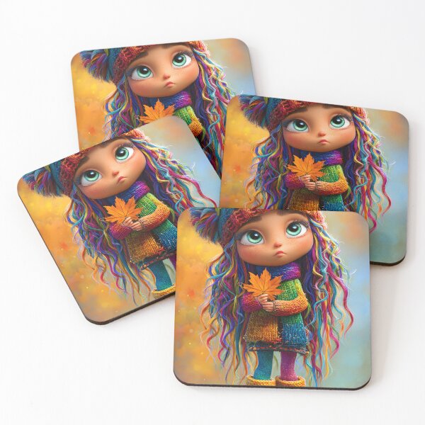 Item preview, Colorful Girl in Autumn with Leaves and Hat designed and sold by Artessie.