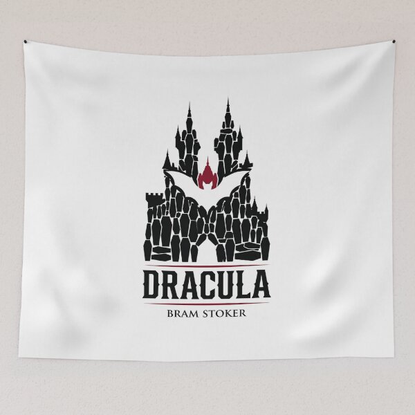 Item preview, Dracula Bram Stoker Coffin Mountain Castle Red Bat Art designed and sold by Fenay Designs.