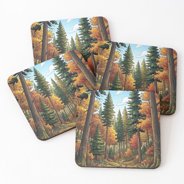 Item preview, EPIC AUTUMN FOREST LANDSCAPE VIBRANT ILLUSTRATION OF NATURE AND HIKING designed and sold by Curiosiart.