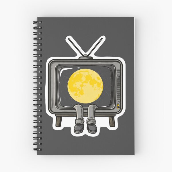 Aperçu de l'œuvre Écran de télévision vintage en forme de lune, design rétro surréaliste créée et vendue par BooDesignStudio.
