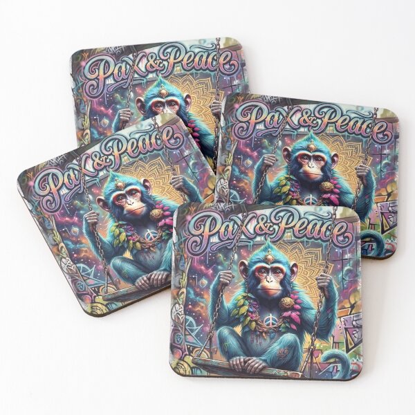 Item preview,  Pax & Peace – Swinging in Serenity Monkey Design designed and sold by Out of Toxic Studio.