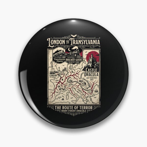 Item preview, London To Transylvania Railway Guide Route Of Terror Dracula Map Poster designed and sold by Fenay Designs.